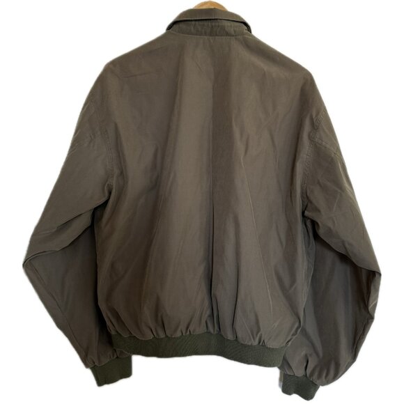 Vintage Jacket Men M Olive Green 90s Harrington Workwear Embroidered Logo Silky - Picture 2 of 16